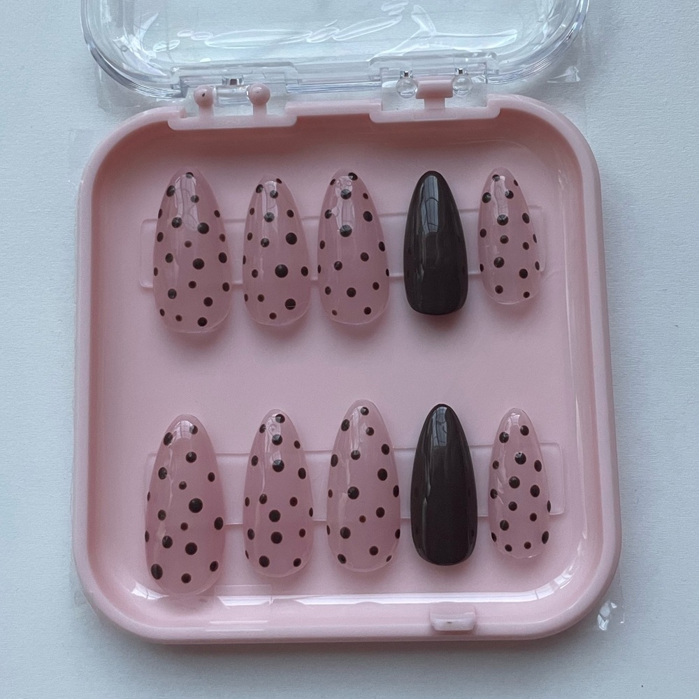 Dark Brown Polka Dot Press-On Nails